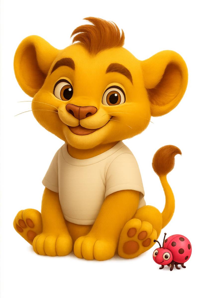 Kash the lion cub sitting